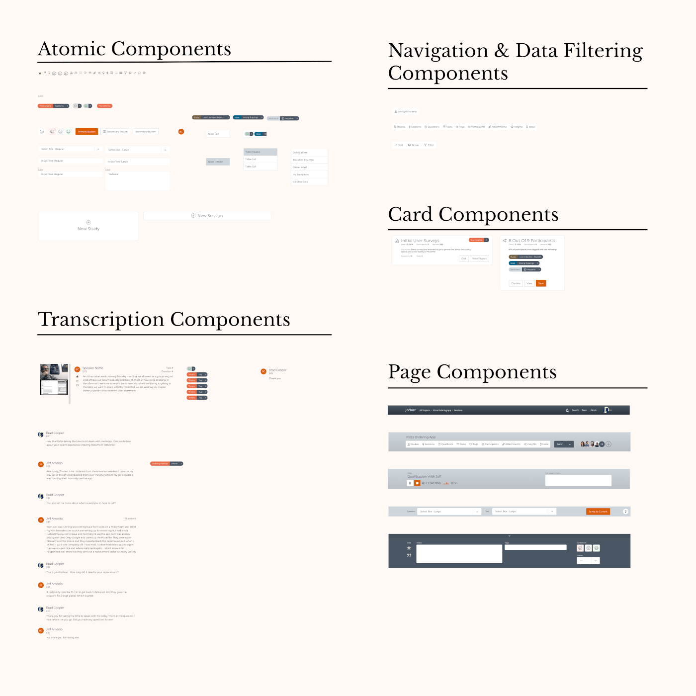 A design system for a user research application