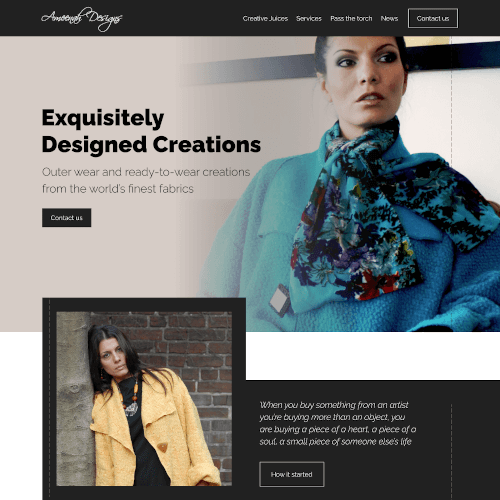 Marketing site for a fashion designer