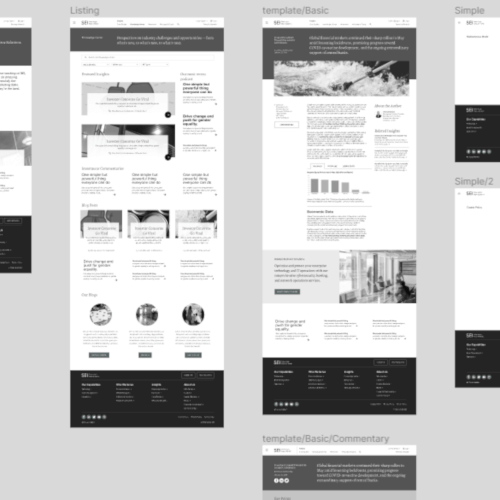 several screens of a marketing website